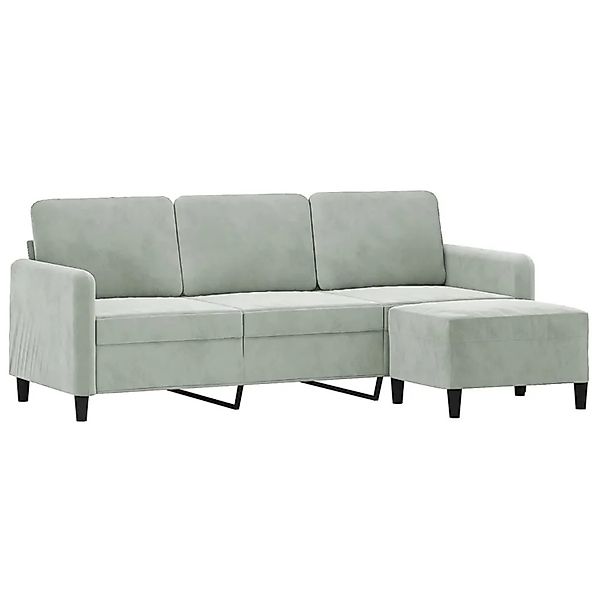 vidaXL 3-Sitzer-Sofa mit Hocker Hellgrau 180 cm Samt 3201174 günstig online kaufen