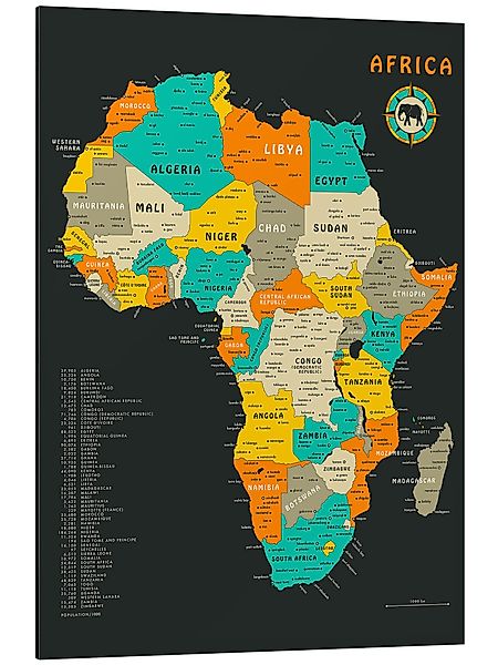 Posterlounge Poster Jazzberry Blue, Afrika-Karte, Klassenzimmer günstig online kaufen
