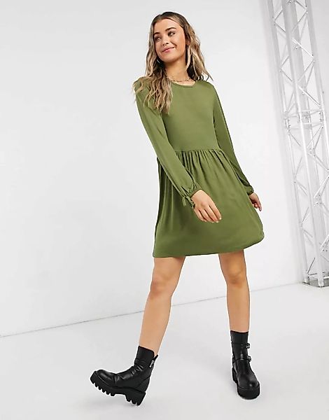 Wednesday's Girl – Langärmliges Hängerkleid-Grün günstig online kaufen