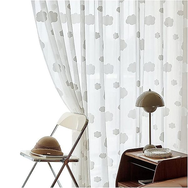 BYSURE Vorhang (2 St), Ösen, transparent, Jacquard Voile-Vorhang Wolken Wei günstig online kaufen