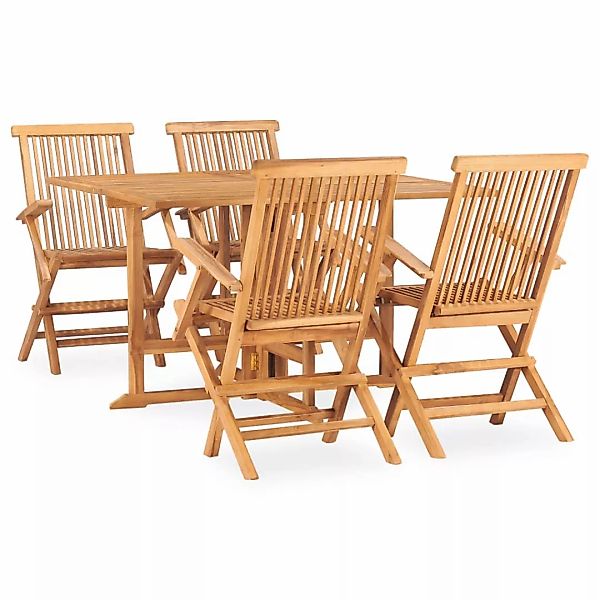 5-tlg. Garten-essgruppe Klappbar Massivholz Teak günstig online kaufen