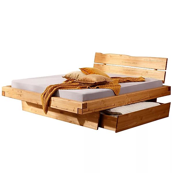 Schlafzimmer Set 3-teilig mit Massivholzbett 140x200cm, Kiefer massiv eiche günstig online kaufen
