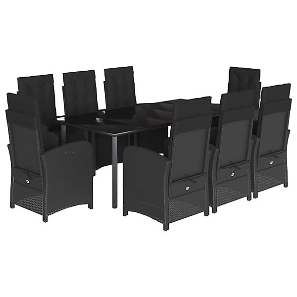vidaXL 9-Tlg Garten-Essgruppe mit Kissen Schwarz Poly Rattan 3212541 günstig online kaufen