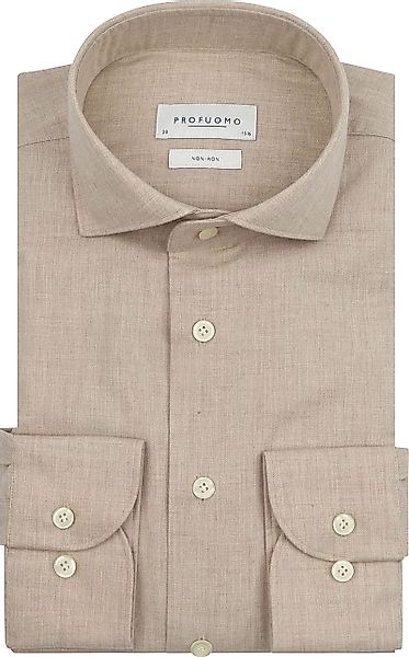 Profuomo Hemd Peached Twill Flanell Beige - Größe 44 günstig online kaufen