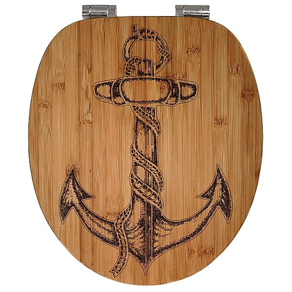 banjado WC-Sitz Bambus mit Gravur Anker günstig online kaufen