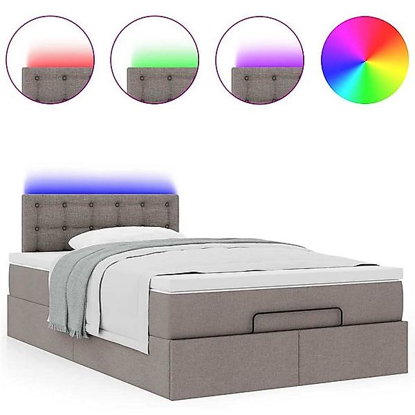 vidaXL Bett Ottomane Bett mit Matratze & LEDs Taupe 120x190 cm Stoff günstig online kaufen