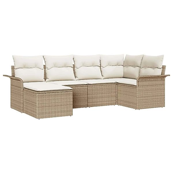 vidaXL Garten-Sofa-Set mit Kissen 6-Tlg Beige Poly Rattan 3345431 günstig online kaufen