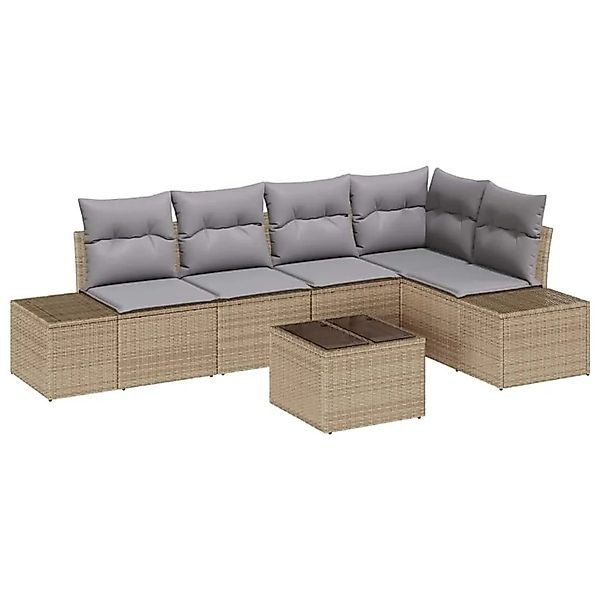 vidaXL Gartensofa-Set mit Speicher Beige und Hellgrau Poly-Rattan 3355739 günstig online kaufen