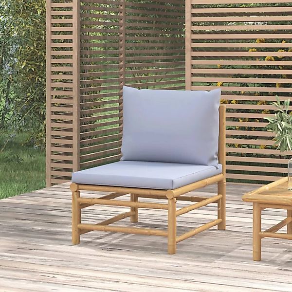 vidaXL Sofaelement Garten-Mittelsofa mit Hellgrauen Kissen günstig online kaufen