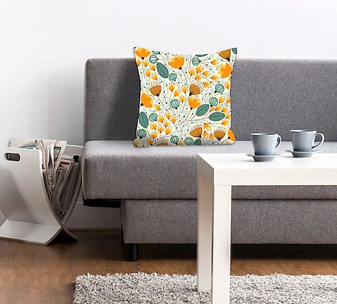 queence Dekokissen "Lasly" mit gelben Blümchen günstig online kaufen