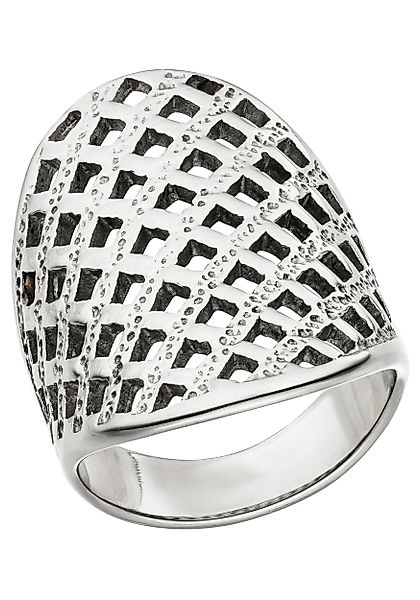JOBO Fingerring breit, Edelstahl mit Gitter-Struktur günstig online kaufen