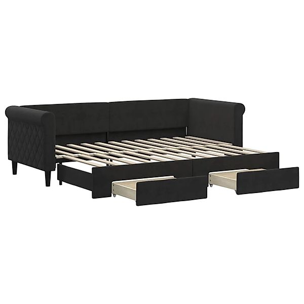 vidaXL Tagesbett Ausziehbar mit Schubladen Schwarz 80x200 cm Samt1899725 günstig online kaufen