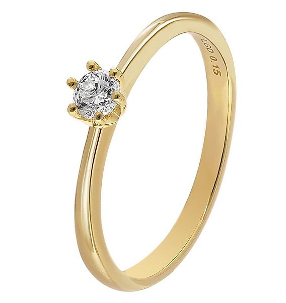 Glizz Solitärring Damenring mit Lab Grown Diamant 0,15 ct Gold 333 Brillant günstig online kaufen