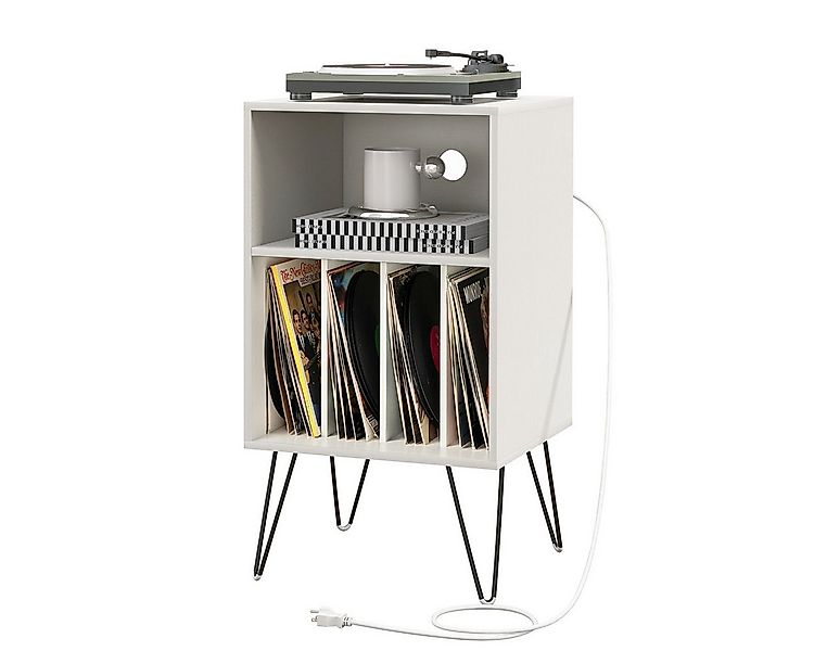 COSTWAY Nachttisch, Plattenspieler-Ständer mit Ladestation,48x40x88cm günstig online kaufen