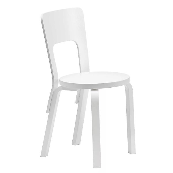 Artek - 66 Stuhl Gestell lackiert - weiß/Sitzfläche Birkenfunier lackiert/G günstig online kaufen