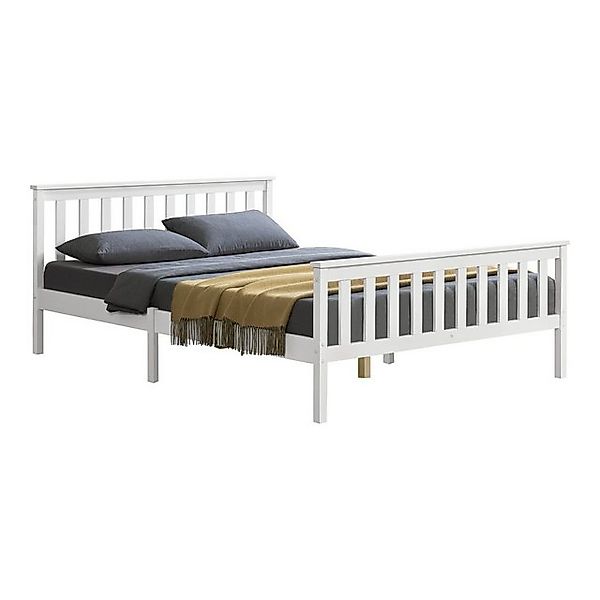 en.casa Holzbett, »Breda« Ehebett Doppelbett mit Lattenrost 160x200 cm Weiß günstig online kaufen