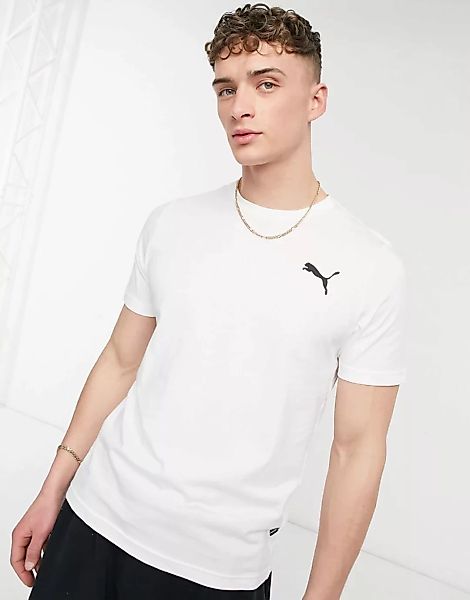 PUMA – Essentials – T-Shirt mit Puma-Logo in Weiß günstig online kaufen