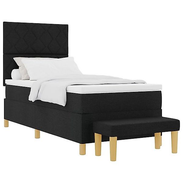 vidaXL Bett Boxspringbett mit Matratze & Bank Schwarz 100x200 cm Stoff (2-t günstig online kaufen