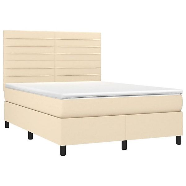 vidaXL Bett Boxspringbett mit Matratze Creme 140x200 cm Stoff günstig online kaufen