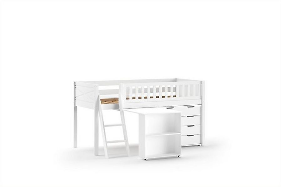 58 aufm Kessel Kinderbett Kinderbett Karyl 208x114x135 Massivholz Weiß Komm günstig online kaufen