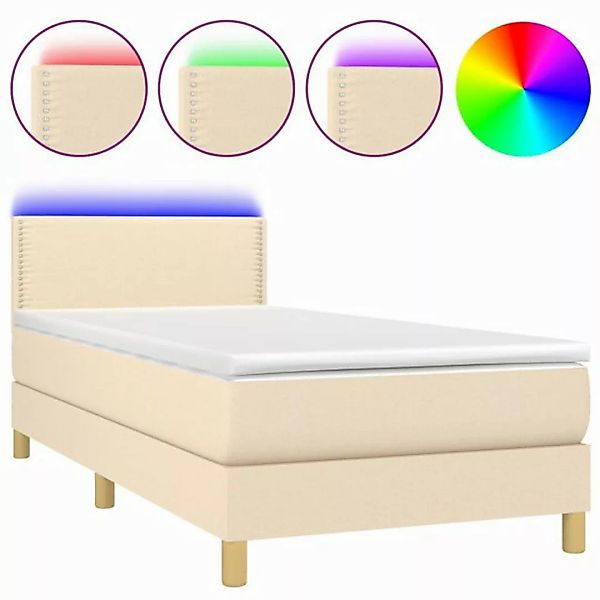 vidaXL Boxspringbett Boxspringbett mit Matratze LED Creme 100x200 cm Stoff günstig online kaufen