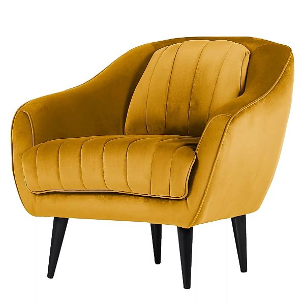home24 Red Living Sessel Margon Goldgelb Samt 86x83x90 cm (BxHxT) günstig online kaufen