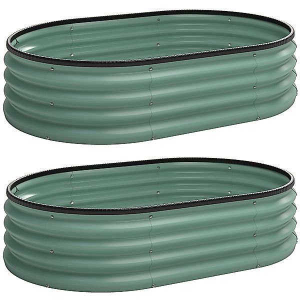 Outsunny 2er-Set Hochbeete, erhöhtes Hochbeet aus verzinktem Stahl, modular günstig online kaufen