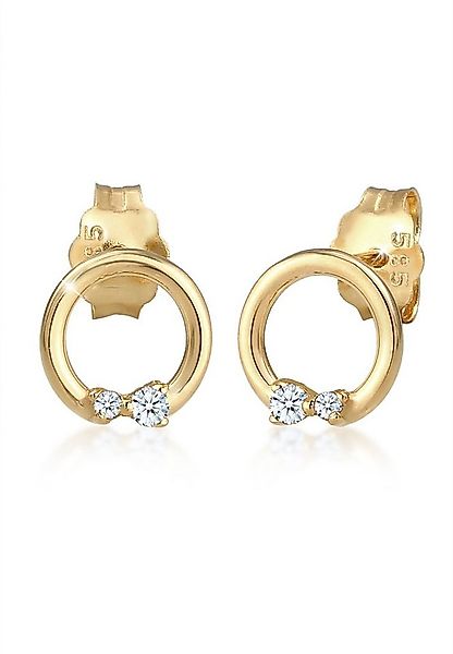 Elli DIAMONDS Paar Ohrstecker Ohrstecker Kreis Diamant (0.04 ct) 585 Gelbgo günstig online kaufen