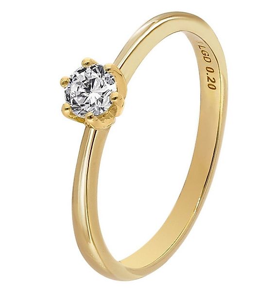 Glizz Solitärring Damenring mit Lab Grown Diamant 0,20 ct. Gold 333 Brillan günstig online kaufen