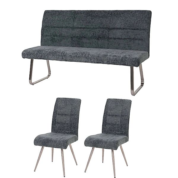 MCW Esszimmer-Set G55  2er-Set Stuhl + Sitzbank 160cm 3-teilig Stoff Chenil günstig online kaufen