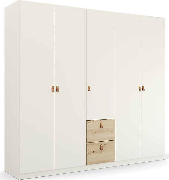 rauch Drehtürenschrank »Homey by Quadra Spin« mit cognacbraunen Ledergriffl günstig online kaufen