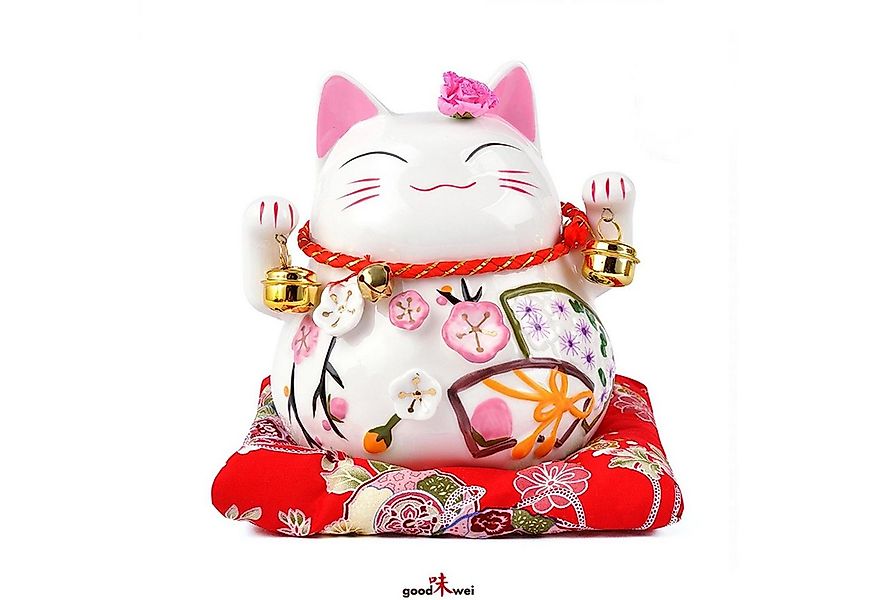 Goodwei Dekofigur Maneki-neko Spardose mit zwei Glocken (weiß, 12 cm) (1 St günstig online kaufen