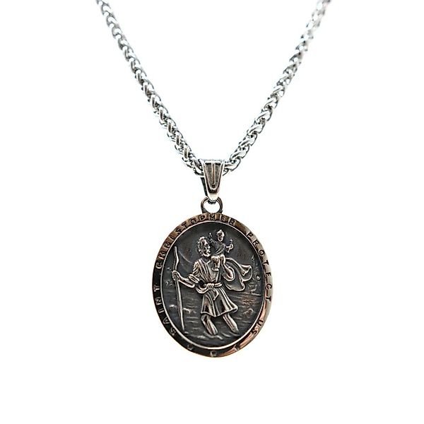 DALMARO Edelstahlkette Lederkette Edelstahl 316 SAINT günstig online kaufen