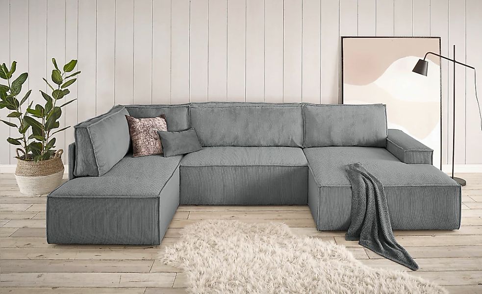Home affaire Wohnlandschaft "SHERWOOD 329 cm, U-Form, Schlafsofa,", Schlaff günstig online kaufen