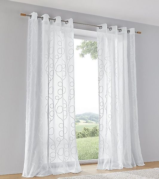 Kutti Vorhang Jasmin Vorhang (1 St), Ösen, halbtransparent, halbtransparent günstig online kaufen