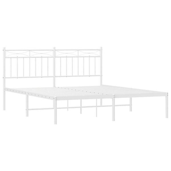 vidaXL Bettgestell Bettrahmen mit Kopfteil Metall Weiß 160x200 cm Bett Bett günstig online kaufen