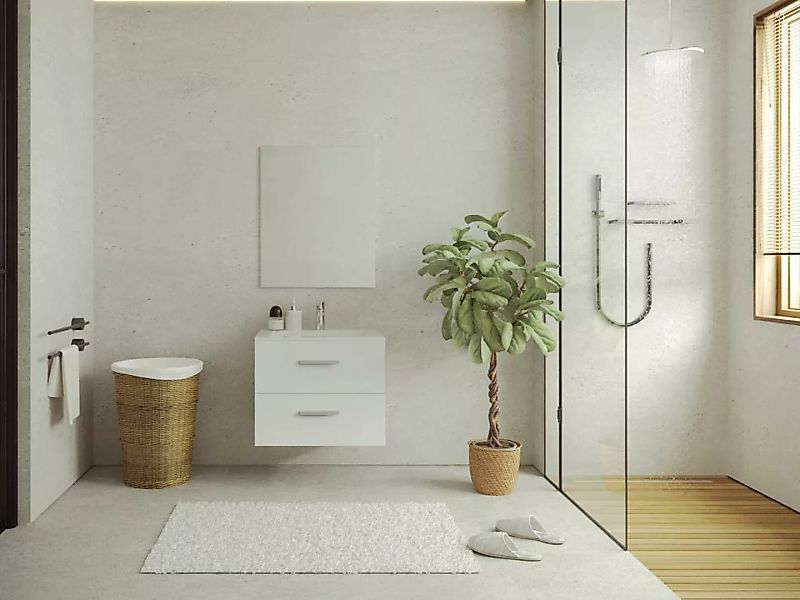 Waschbeckenunterschrank hängend mit Einzelwaschbecken - Weiß - 60 cm - KAYL günstig online kaufen