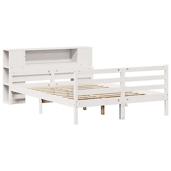 vidaXL Bett Massivholzbett mit Regal ohne Matratze Weiß 150x200 cm Kiefer günstig online kaufen