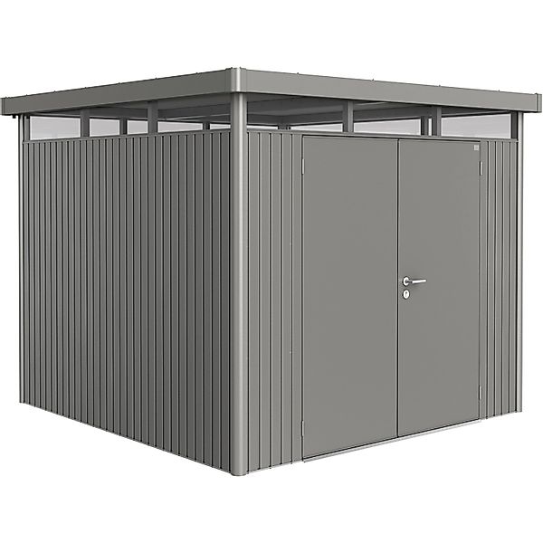 Biohort Metall-Gerätehaus HighLine Quarzgrau-Metallic 6,6 m² Doppeltür günstig online kaufen