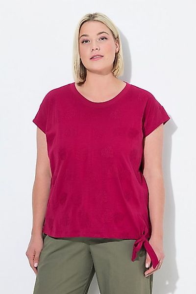 Ulla Popken Longtop Top Blätter Saumknoten Rundhals Cup-Ärmel günstig online kaufen