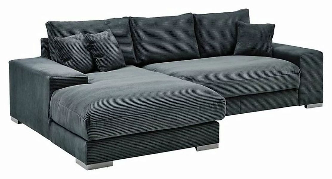 Iwaniccy Sofa SOFT, B 285 cm, Grau, Breitcord, mit 3 Rücken- und 3 Zierkiss günstig online kaufen