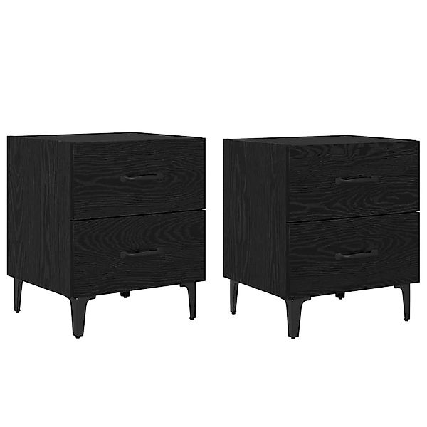 vidaXL Bettschrank 2 Stk Schwarz Eichen-Optik 40 x 35 x 47,5 cm 880570 günstig online kaufen