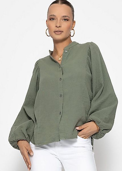 SASSYCLASSY Langarmbluse Oversize Musselin Bluse Damen mit Fledermausärmeln günstig online kaufen