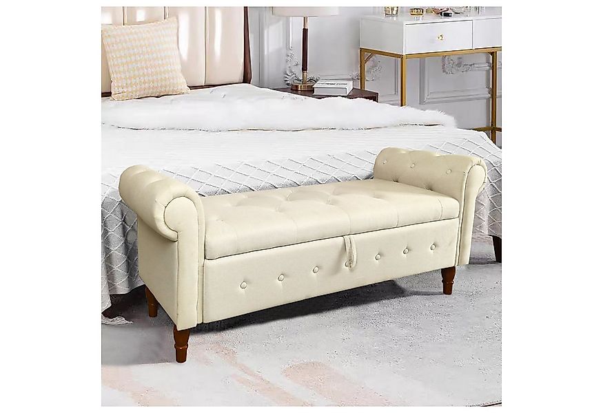 HTI-Living Truhenbank Gepolsterte Sitzbank mit Truhe Lora Leinen Beige (Stü günstig online kaufen
