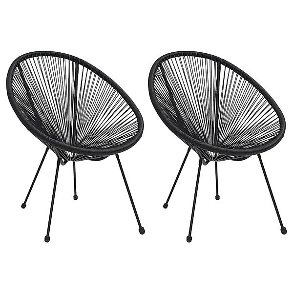 vidaXL Moon-Gartenstühle 2 Stk Rattan Schwarz 312164 günstig online kaufen