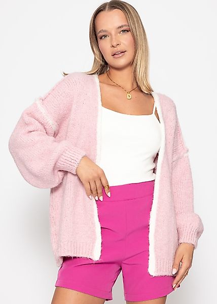 SASSYCLASSY Cardigan Strickjacke Damen mit kontrastierenden günstig online kaufen
