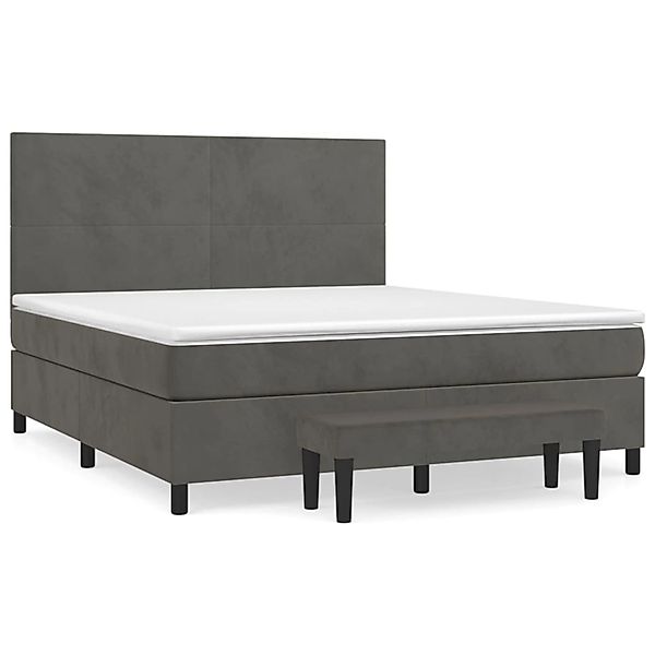 vidaXL Boxspringbett mit Matratze Dunkelgrau 180x200 cm Samt1366985 günstig online kaufen