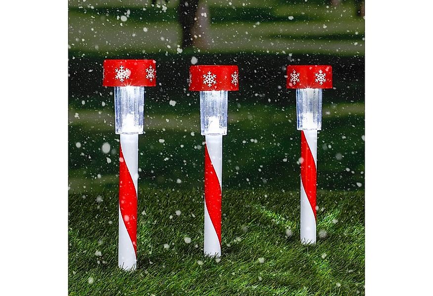 Spetebo LED Gartenleuchte LED Solar Weihnachts-Gartenstecker - 3er Set, Däm günstig online kaufen