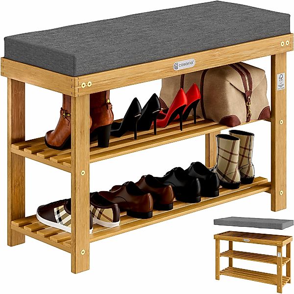 Schuhbank FSC®-zertifiziertes Akazienholz 90x30x48cm günstig online kaufen