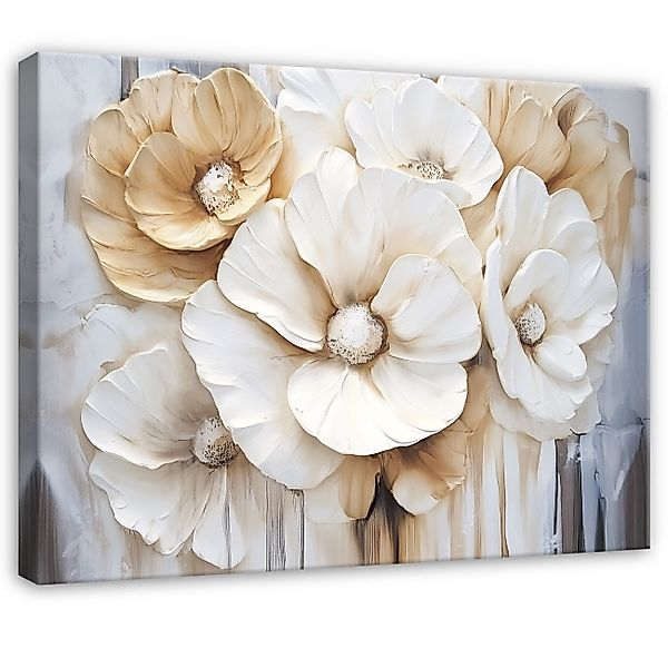Wallarena Leinwandbild Blumen Weiß Gold Modern günstig online kaufen